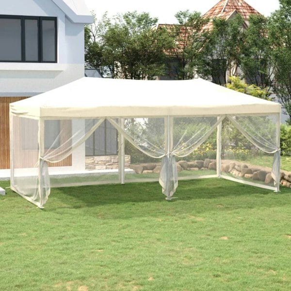 Berkfield Folding Party Tent with Sidewalls Cream 3x6 m