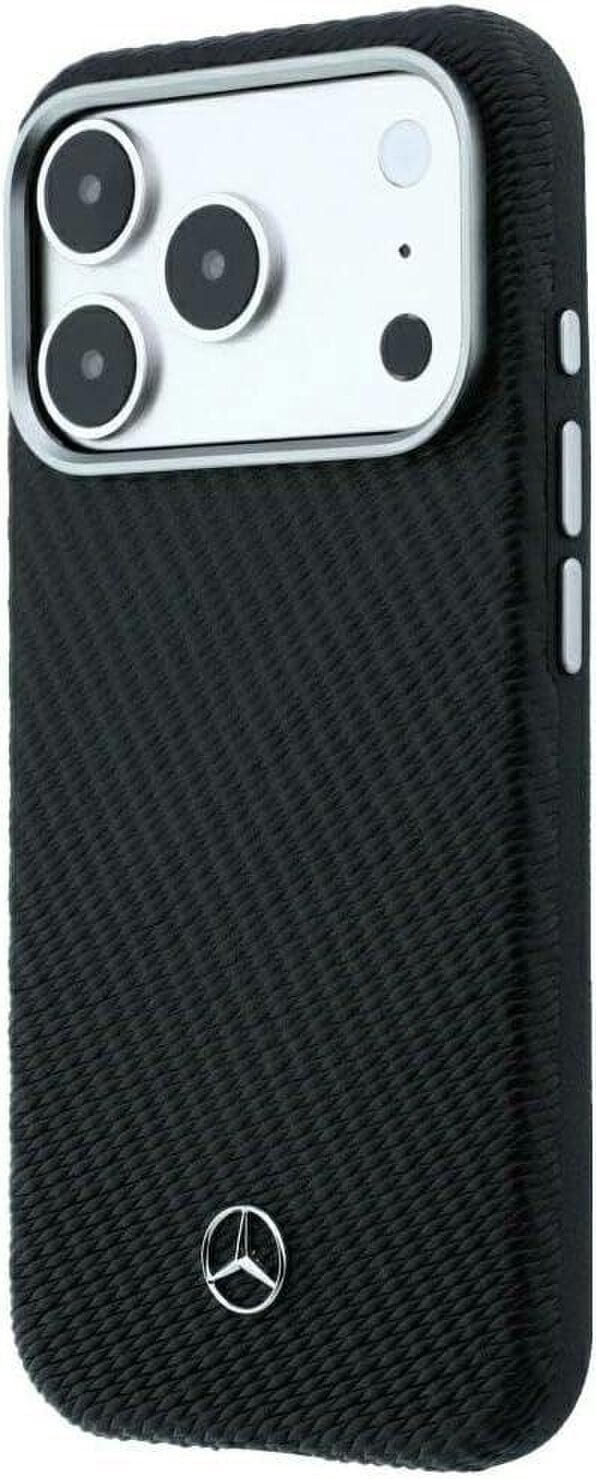 Mercedes Leather Semi Wrap Wood Effect Case with MagSafe for iPhone 17/18 Pro 6.3" Black - MEHMP18L25PFWWPK