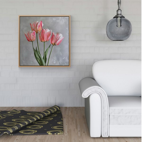 Warren Reed Painted Pink Tulips Framed Canvas