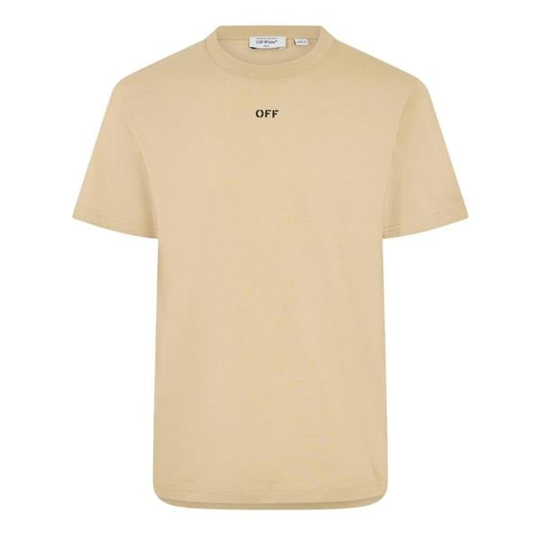 Off White Mens Arrow Logo Crew Neck Slim T-Shirt - Brown Rice - 