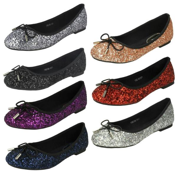 Anne Michelle Ladies Anne Michelle Glittery Ballerina Shoes