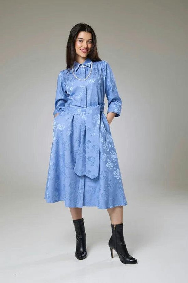 Lioness by TF Sky Blue Petals Sleeved Dress