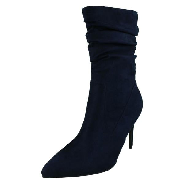 Spot On Ladies Spot On High Heel Rouched Leg Calf Boots F51232