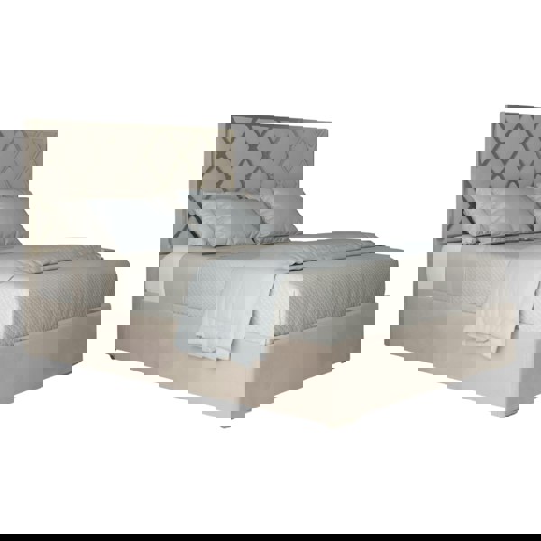 Casa Magna Tammy Upholstered Soft Velvet Metal Bed Frame - Cream