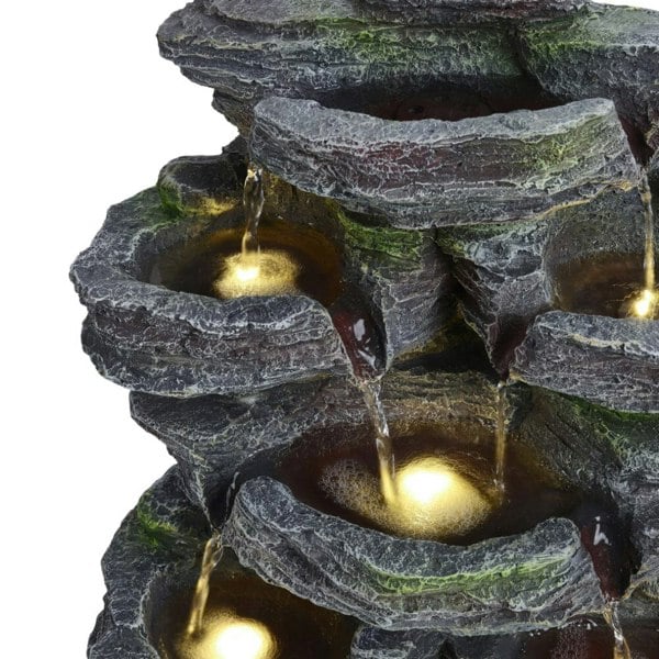Faux Rock Garden Fountain with Lights Fountains Living and Home