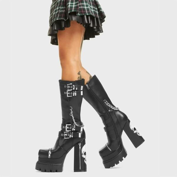 Lamoda Secrets Women Black Platform Sandals with Skull Accent Stylish Look