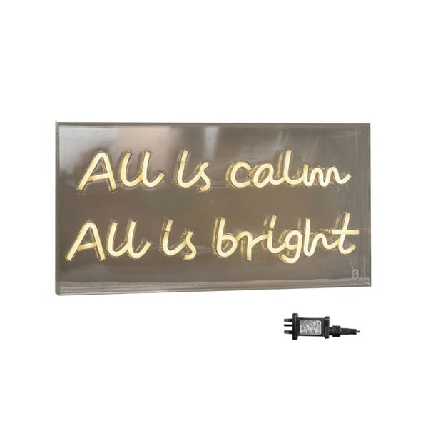 Samuel Alexander 43cm Light up All is Calm Neon Flex Christmas Sign in Warm White