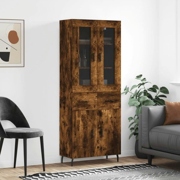 Berkfield Highboard Smoked Oak 69.5x34x180 cm Engineered Wood