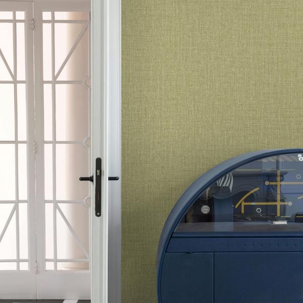 Grandeco Boutique Trente Linen Effect Luxury Weight Embossed Wallpaper, Sage Green