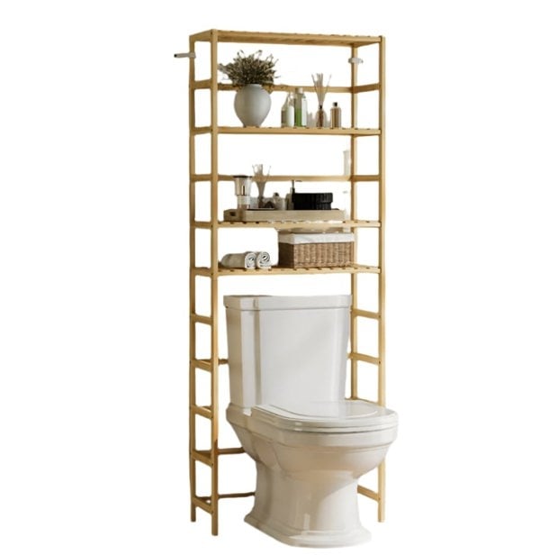 Modcraft 6-Tier Bamboo Bookshelf, Adjustable Free Standing Shelf Unit for Kitchen, Bathroom, or Living Room