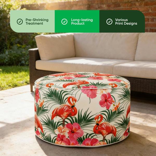 Gardenwize Outdoor Pouf Ottoman - Flamingo Inflatable Footstool