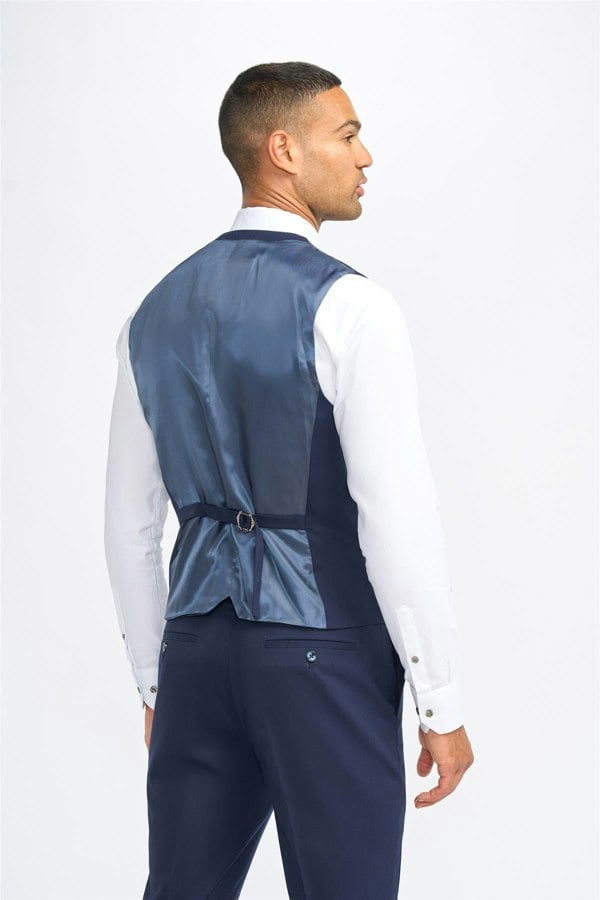 House of Cavani James Navy Super 130s Wool Waistcoat