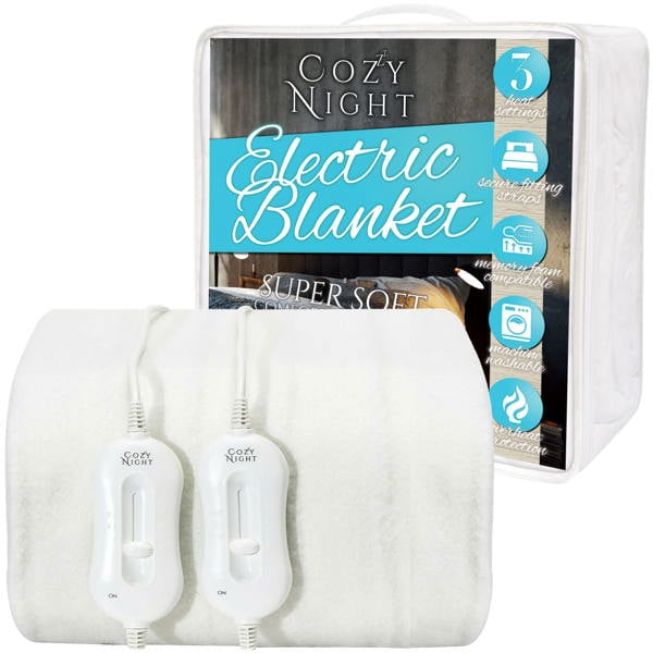 Cozy Night Electric Blanket Superking Size Heated with 3 Heat Settings - Machine Washable with Overheat Protection