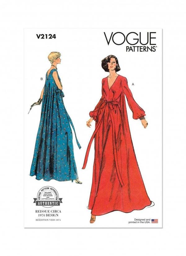 Vogue Sewing Pattern 2124, Dresses, Vintage Style for Women, BB (8-10-12-14) - Easy