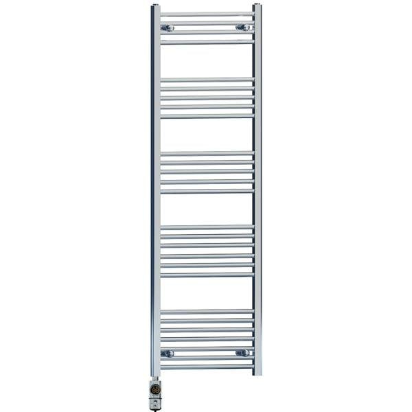 MYHOMEWARE 600 x 1600 mm Chrome Electric Bathroom Towel Rail Radiator Heater With AF Thermostatic Electric Element Pre-Filled