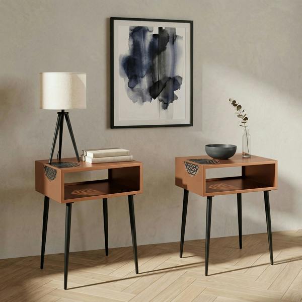 Core Products Set of 2 Galaxy Metal Bedside Tables with Undershelf