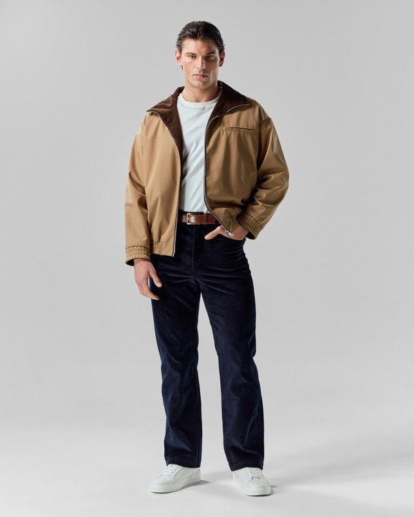 Frolickers Reversible Corduroy Bomber Jacket - Tan / Espresso