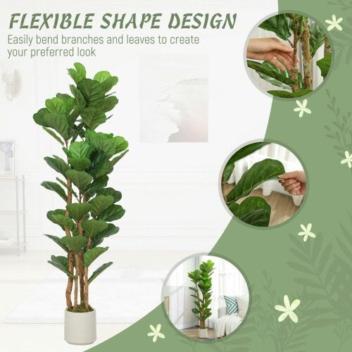 Wyld Haus Toelna Artificial Fiddle Leaf Fig Style Tree With Broad Leaves 150cm Green