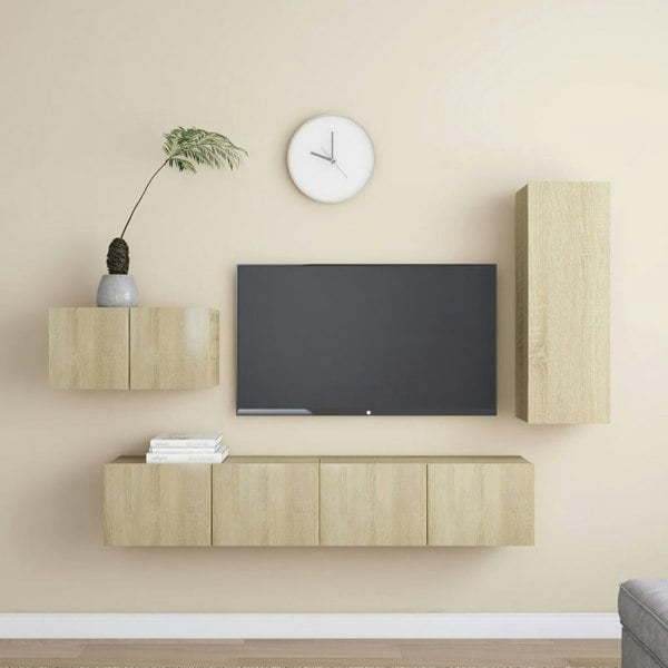 Berkfield 4 Piece TV Cabinet Set Sonoma Oak Engineered Wood
