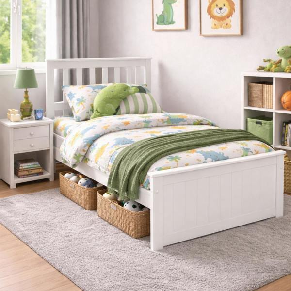 Bedmaster Rio White Wooden Bed Kids Bed