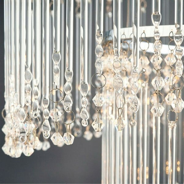 Ceiling Chandelier Pendant Light GLASS & CHROME 24x Bulb Feature Lamp Holder Loops