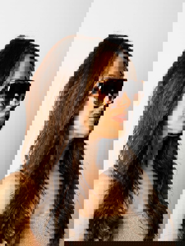 SVNX Oversized Flat Top Spotty sunglasses in Brown