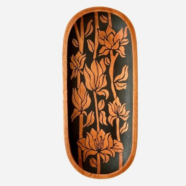 Batik Ying Magnolia Mahogany Oval Tray