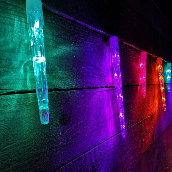 Samuel Alexander 72 LED 6.9m Premier 24 Indoor Outdoor Icicle Shape Christmas Chaser Lights in Rainbow