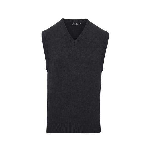 Premier Mens Knitted Sleeveless Sweater Vest - Charcoal