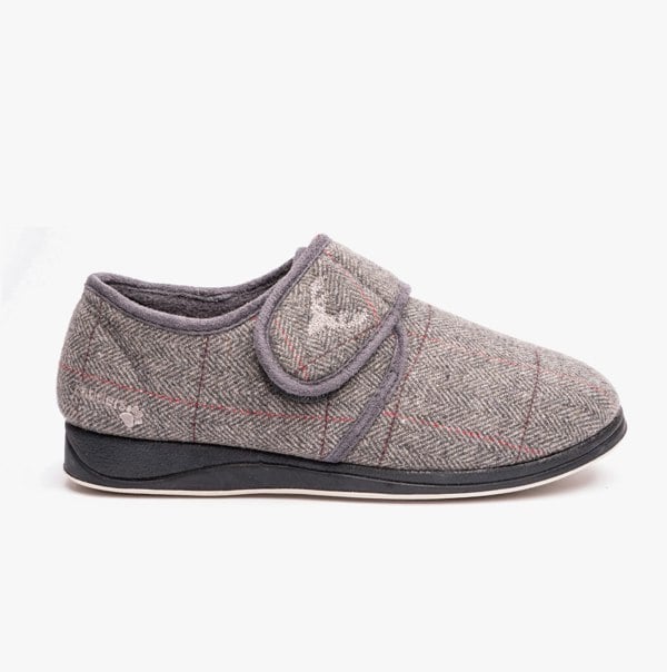 Padders CHARLES Mens (G Fit) Slippers Grey Combi