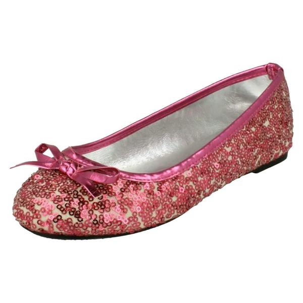 Spot On Girls Spot On Flat Bow Trim Sequined Ballerina