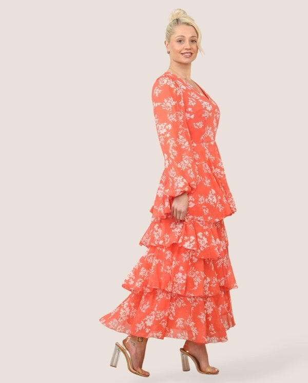 Radiance Chiffon Ruffle Maxi Dress – Floral Elegance for Every Occasion