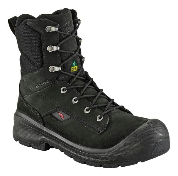 Red Wing Shoes Red Wing VersaPro 3031 Mens S7L Tall 8" Waterproof Safety Ankle Boots, black waterproof safety boots with durable leather upper, reinforced toe, and slip-resistant outsole.