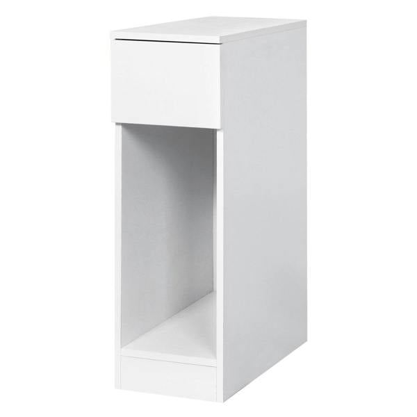 Levede Bedside Table Cabinet  Narrow Slim Side Cabinet White Drawer Open Shelf