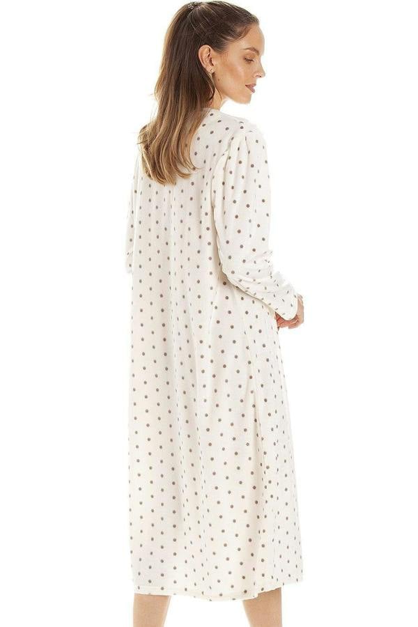 Classic Long Sleeve Polka Dot Soft Fleece Nightdresses