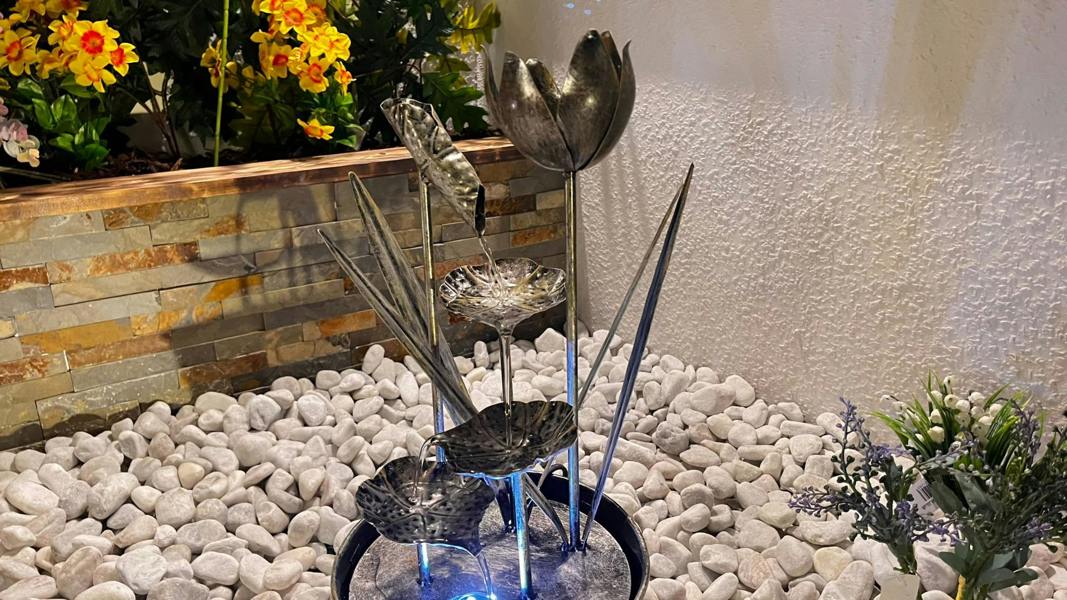 Tranquillity Water Features Small Flower Modern Metal Water Feature