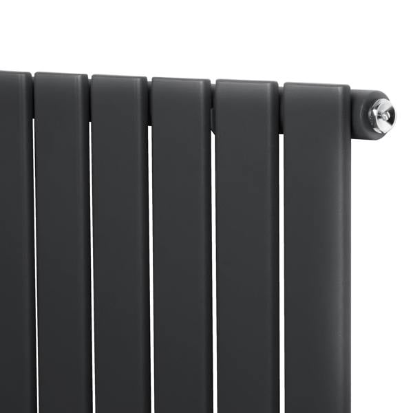 Flat single column radiator in anthracite grey, featuring sleek vertical lines and a smooth matte finish, ideal for modern interiors