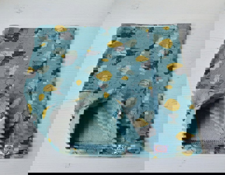 Antonia York Snood | Esme Teal Blue Printed Jersey Loose Fit Neck Warmer with Soft Brushed Fleecy Back