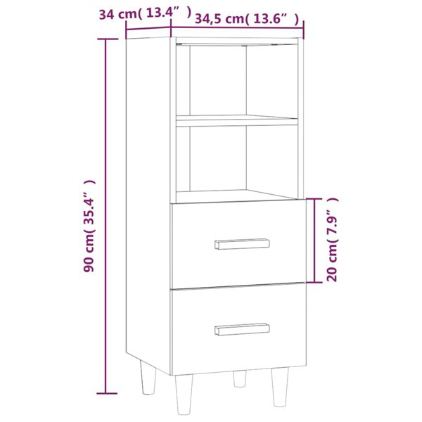 Berkfield Sideboard Grey Sonoma 34.5x34x90 cm Engineered Wood