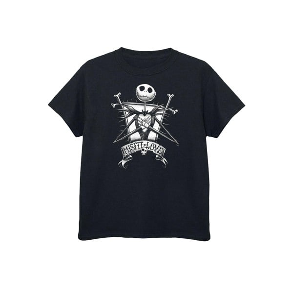 Nightmare Before Christmas Boys Misfit Love Jack Skellington Cotton T-Shirt - Black