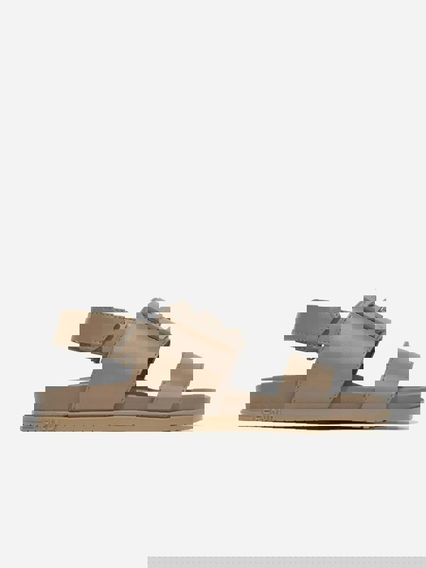 Fendi Kids Leather FF Logo Sandals in Beige