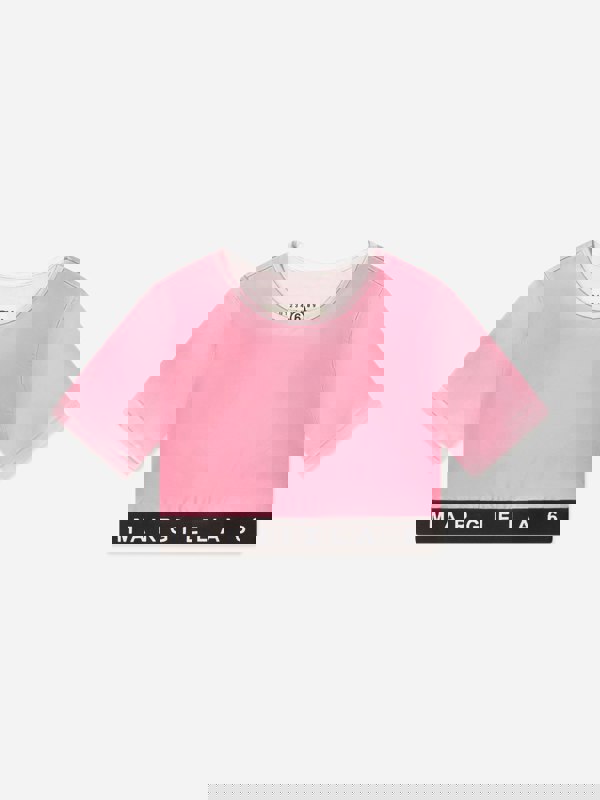 MM6 Maison Margiela Kids Cropped Logo T-Shirt in Pink