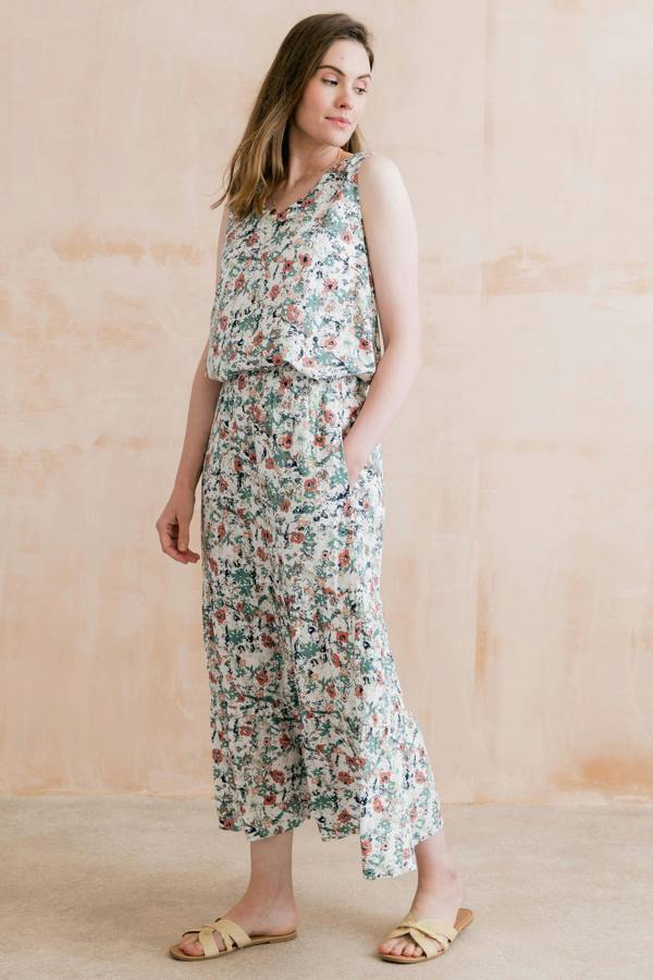 Lily & Me Evie Printed Midi Skirt Ecru