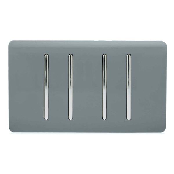 Trendi Switch 4 Gang 1 or 2 Way Light Switch in Warm Grey