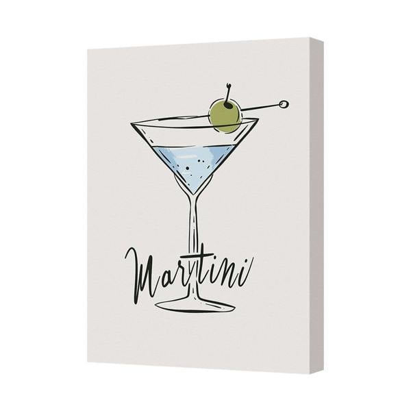 Benjamin Tate Design Martini Cocktail Canvas Wall Art Print With Olive Accent
