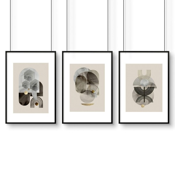 Mid century wall art | set of 3 Bedroom wall art