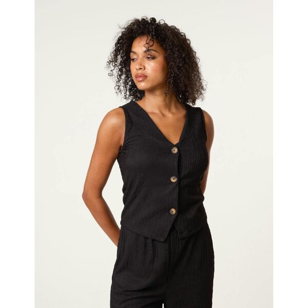 Blue Vanilla Crinkle Button Front Waistcoat