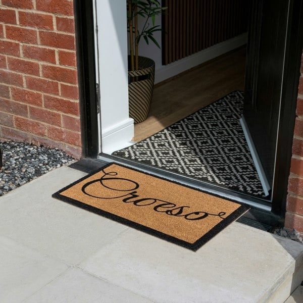 JVL Eco-Friendly Latex Backed Coir Entrance Doormat, 40x60cm - Croeso