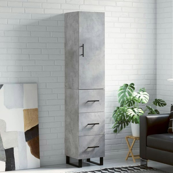 Berkfield Highboard Concrete Grey 34.5x34x180 cm Engineered Wood