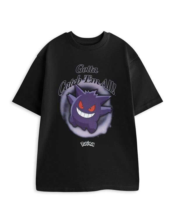 Pokemon Mens Black Gengar Short Sleeved T-Shirt